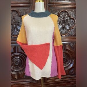 EUC Promesa Light Weight Color Block Raised Reversed Seam Multicolor Sweater